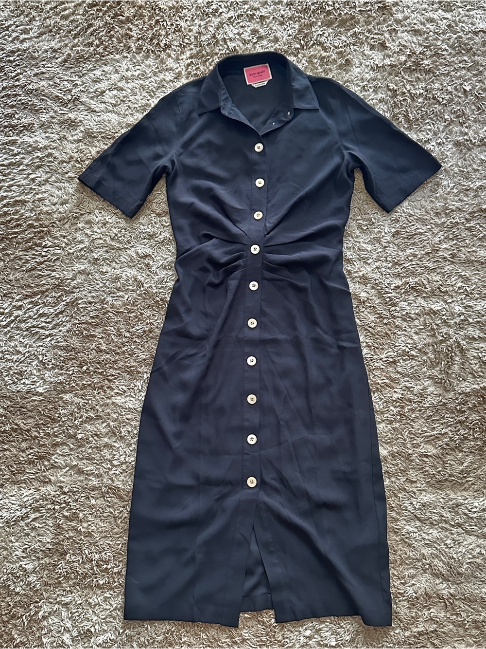 kate spade Navy Button-Front Midi Shirt Dress